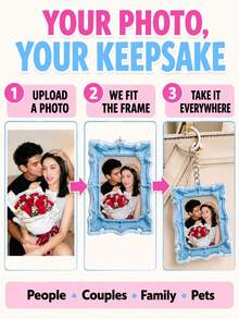 Personalized Acrylic Photo Keychain, Customizable Photo. Vintage Style Decorative Photo Frame, Perfect Gift For Wedding, Anniversary, Valentine's Day And Birthday. Suitable For Lovers, Newlyweds, Friends And Family. - Multicolor - View 4