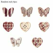 4/8/12pcs Cute Plaid Butterfly Fridge Magnets, Heart-Shaped Button Fridge Stickers, Suitable For Storage Cabinets, Kitchen, Whiteboards, Offices, Home Decor, Refrigerator Kitchen Magnets - Multicolor - View 9