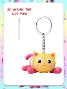 Stylish Gabby‑Inspired 2D Acrylic Keychain Charm, Premium Flat Printed Bag Accessory With Reinforced Metal Key Ring And Linked Chain, Scratch‑Resistant Clear Acrylic Surface Showcases Sharp Character Graphic, Lightweight Compact Build - Multiple Styles - View 7