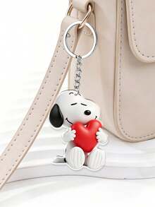 SNOOPY Keychain - 2D Acrylic Backpack Hanger, With Metal Car Hook - The Sturdy And Durable Red Heart-Shaped Snoopy Keychain Holds A Lot Of Love In Its Hands, Bringing A Sense Of Warmth. - Multicolor - View 7
