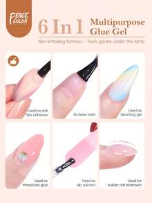 peacecolor 1/2PCS Nail Sticker Glue Nail Glue Suitable For Nail Tips False Nails Super Strong & Long-Lasting Acrylic Nail Gel Requires UV/LED Lamp - 15ML - View 7