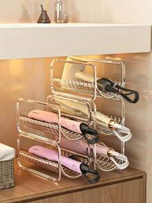 1/2/3/4pcs/Curling Iron Storage Rack Transparent Stackable Hair Tool Organizer Suitable For Curling Irons, Straighteners And Hair Dryers Multi-Layer Countertop Storage Rack With Cable Management Function Space-Saving Styling Station For Bathroom Bedroom Dorm - Multicolor - View 3