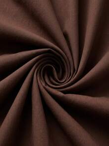 Gaun Kemeja Lengan Panjang Berkerah Wanita, Gaun Pendek Model A-Line dengan Detail Kerut di Pinggang, Gaun Cokelat Polos Elegan - Kopi - View 5