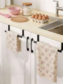 1pc No-Drill Single Bar Towel Rack, Over-The-Door Hanging Storage Shelf, Multi-Purpose Organizer For Bathroom, Kitchen, Dorm, Summer And Back-To-School Essential, Birthday Gift - Multicolor - View 6
