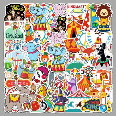 51pcs Circus Graffiti Personalized Cartoon Cute Creative Guka DIY Skateboard Scooter Luggage Stickers