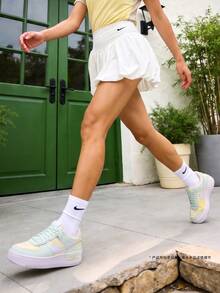 Nike Women's AS W NK ONE DF BBLE SKRT 2N1 F Woven Mini Skirt IU1418-133 - White - View 2