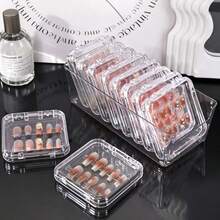 5pcs/10pcs/16pcs Creative Nail Art Storage Box, Transparent Acrylic Dust-Proof Packaging, Suitable For Finished Nail Art Styles, Dedicated Nail Art Sticker Storage Display Box, Transparent Jewelry Storage Box, Small Card Storage Box - Transparent - View 4
