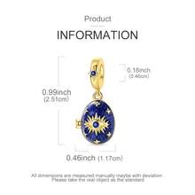 1件裝銀色可開啟蛋形藍色邪惡之眼護身符吊墜飾品，適用蛇形手鍊、項鍊珠串，DIY珠寶手工製作女性禮物 - 金色 - 查看 3