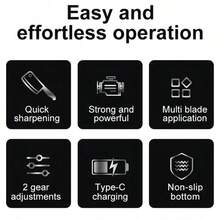 SOKANY Electric Knife Sharpener, Multi-Function Professional Home Use, One-Touch Quick Sharpening, 2 Adjustable Thickness Levels, Type-C Rechargeable (1200mAh Lithium Battery), Universal For Kitchen Knives/Fruit Knives/Scissors - Silver - View 3