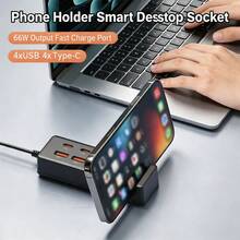 8-In-1 USB Hub Docking Station [4 USB + 4 Type-C] Portable USB Adapter Phone Stand With Fast Charging Multi-Port Power Strip Type-C/USB-A - Multicolor - View 9