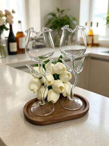 Rose Shaped Highball Glass, & Champagne Glass With Atmosphere Decoration - Clear - View 4