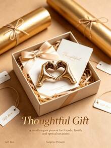 Fashionable Gold Heart-Shaped Mini Statue, Metal Craft Decorative Ornament, Suitable For Home And Office Desktop Display, Collectible Small Sculpture, Ideal Holiday Gift For Halloween, Thanksgiving, Christmas And Personal Collection - Multi-color - View 3