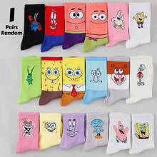 SpongeBob SquarePants 1/3/5/8/10雙隨機款 SquarePants 卡通中筒襪，適合街頭風與休閒穿搭，可愛校服與日常穿著 - 彩色 - 查看 15