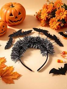 1pc Women's Halloween Glitter Bat Striped Headband, Cosplay Party Holiday Hair Accessory - Multicolor - View 4