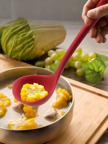 1 buah Sendok Sup Silikon Tahan Panas, Peralatan Dapur Anti Lengket, Desain Ergonomis Gagang Panjang, Sendok Sup Multifungsi, Cocok untuk Memasak dan Menyajikan Sup, Semur, Saus Cabai, Kuah Daging, Saus, Aman untuk Mesin Pencuci Piring - View 1