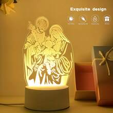 1pc Acrylic LED Night Light, Religious Theme - USB Powered, Warm White Light, Suitable For Bedroom - Button Control, Non-Changing Color Light, Perfect For Ramadan, Thanksgiving, Valentine's Day, Christmas And Graduation Events - Warm white light - View 5