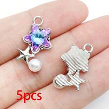 5/20pcs Silvery Plated Purple Rhinestone Charms Dolphin Shell Star Heart Butterfly Owl Pendant For DIY Necklace Earring Jewelry Making Findings - Mauve Purple - View 27
