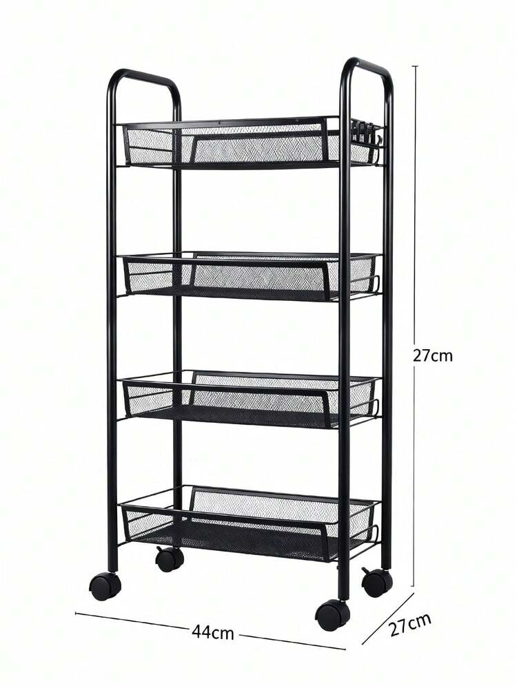3/4/5-TierMetal Mesh Rolling Storage Cart, Anti-Rust Frame, Lockable Wheels, Tool-Free Assembly, Ventilated Baskets, Mobile Organizer For Bathroom, Kitchen, Dorm & Office, Ideal For Renters & Home Organizers To Store Sundries In Narrow Spaces - Multiple Specifications - View 11