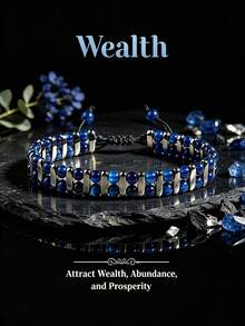 Handmade Expandable Double-Layer Blue Tiger Eye Beaded Bracelet, Natural Stone Jewelry Suitable For Daily Wear By Men And Women - Multicolor - View 6