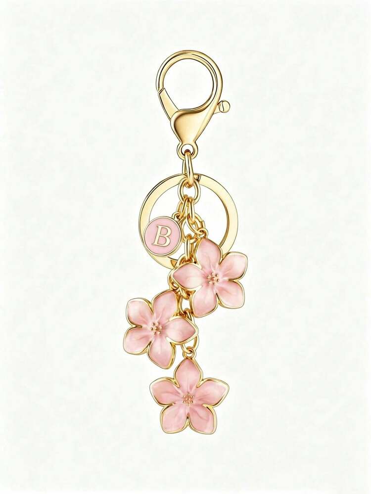 Cute Floral Letter Keychain, A-Z Letter Styles, Floral Bag Charm, Elegant Letter Pendant, Cherry Blossom Keychain, Enamel Keychain, Car Accessories, Fashion Accessories, Suitable For Keychains, Bags, Wallets, Great Gift For Girls, Women Or Females, Exquisite Jewelry Gift, Suitable For Birthdays, Anniversaries, Graduations, Easter, Mother's Day, Independence Day, Wedding Season, Graduation Season, Back To School Season, Teacher's Day And Other Occasions. - Multicolor - View 25