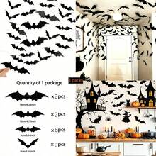 Halloween 3D Bat Wall Decor, Reusable! Scary Decoration, 4 Sizes Halloween Decoration Suitable For Halloween Party Trick Or Treat And Home Decor, Room Decoration. - View 12