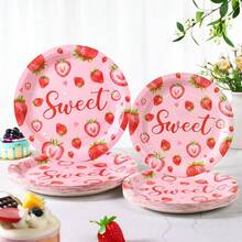 Piring Kertas Sekali Pakai Motif Stroberi Ukuran 7/9 Inci, Piring Pesta Sekali Pakai Motif Bunga Stroberi, Dekorasi Pesta, Perlengkapan Pesta Sekali Pakai, Pesta Ulang Tahun, Pesta Hadiah, Peralatan Makan Sekali Pakai untuk Perayaan - Stroberi Manis - View 1