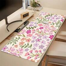 Cute Floral Pattern Leather Gaming Mouse Pad Large Desk Mat Non-Slip Leather Material, Perfect For Office And Home Use, Ideal Gift For Boyfriend/Girlfriend, 35.4X15.7 Inches Desk Mat And Mouse Pad Set Large Mouse Pads For Desk Back To School - View 2