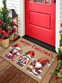 1 Piece, Christmas Dwarf Welcome Doormat, Christmas Gift, Retro Dwarf Pattern Design, Christmas Decorative Foot Pad, Christmas Decoration, Anti Slip And Washable, Very Suitable For Home Christmas Decoration And Home Decor. - A - View 1