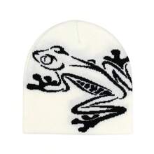 1pc Hip-Hop Color Block Frog Knitted Hat, Unisex Personalized Street Style Beanie, Men's Brimless Warm Knit Cap, Women's Fashion Street Hip-Hop Skateboard Beanie, Halloween Gift Recommendation, Christmas Holiday Party Product - Frog Style - View 8
