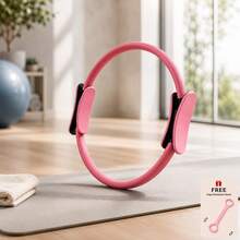 Pink Pilates Yoga Resistance Ring And Free Yoga Resistance Band, Home Fitness Workout Equipment, Suitable For Full Body Exercise - Multicolor - View 1