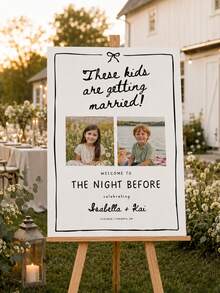 Wedding Eve Welcome Sign, Wedding Rehearsal Dinner Sign, "These Kids Are Getting Married" Sign, Personalized Wedding Rehearsal Welcome Sign, DIY Wedding Sign Template, Wedding Weekend Party Decor, Rehearsal Dinner Decor, Engagement Party, Pre-Wedding Party And Wedding Reception Welcome Decor, Groom And Bride Fun Country Style Wedding Sign, Frame/Frame Not Included. - Multicolor - View 2