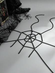 1pc Gothic Black Spider Web Metal Chain Body Chain, Punk Party Gathering Street Carnival Vacation Travel Women's Halloween Versatile Jewelry Body Chain Gift - Body Chain - View 5