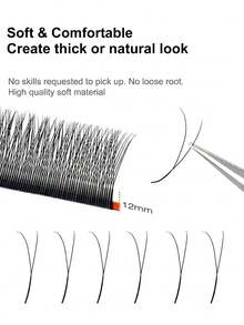Winky Beauty 12 Rows Voluminous Pre-Made Lashes, 0.07mm Ultra-Fine Lash Extensions, Lightweight Pre-Made Lash Clusters, Lash Clusters, Individual Lashes, False Eyelashes - View 6