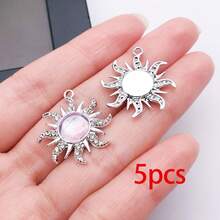 5/10/20pcs Silvery Plated Celestial Rhinestone Charms Sun Moon Star Heart Alloy Pendant For DIY Bracelet Necklace Earring Jewelry Making Findings - Multicolor - View 21