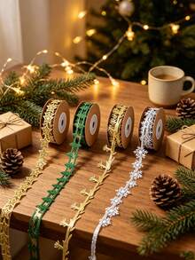 2pcs/1pc Christmas-Themed Decorative Ribbon For Gift Wrapping-Suitable For Christmas Parties, Christmas Tree Decorations, Themed Parties, Thanksgiving, New Year's, Christmas Party Favors, Holiday Parties, And Festive Scene Decorations. - One Size Fits All - View 7
