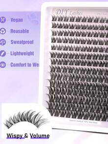 LIMEIKAI Natural Appearance Anime False Eyelash DIY Eyelash Extension Set -168 Clusters, 8-16mm Mixed Length Role Playing Styling, C-Shaped Curling - View 3