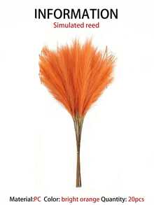 10/20/30/40pcs Artificial Reed Grass Bouquet, Suitable For Home, Autumn, Halloween, Room, Wedding, Bathroom, Wall, Living Room, Office And Christmas Decoration; Also Perfect For Valentine's Day, Back To School, Party And Faux Plants (Orange) - Bright Orange - View 11