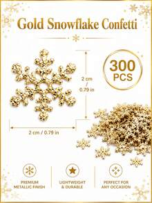 300pcs 2cm Gold Snowflake Confetti, Metallic Shiny Snowflake Table Scatter, Lightweight Reusable Christmas Party Decorations, Gold Snowflake Confetti Suitable For Christmas, Wedding, Birthday, New Year, Winter Holidays, DIY Crafts, Table Party Decor - Golden Snowflake - View 8