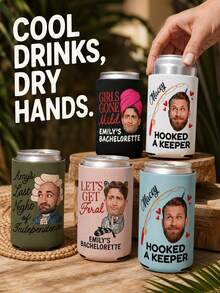 Mangas Personalizadas para Resfriador de Latas com Foto, Personalizadas com Foto do Rosto e Texto Personalizado, Suportes de Bebida Divertidos para Despedidas de Solteira, Viagens de Mulheres e Celebrações em Grupo, Lembrancinhas Hilárias para Apimentar sua Reunião com Tema de Noiva com sua Equipe. - Multicolorido - Visão 8