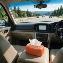 Car Tissue Box Holder - Universal Seat Back & Armrest Mount, Premium Leather-Look Design For Easy Access - A - View 3