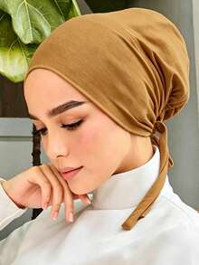 1PC Women's Fashion Solid Color Elastic Tie Headwrap Scarf Headband Hat, Suitable For Daily Wear - Earthy Yellow - View 2