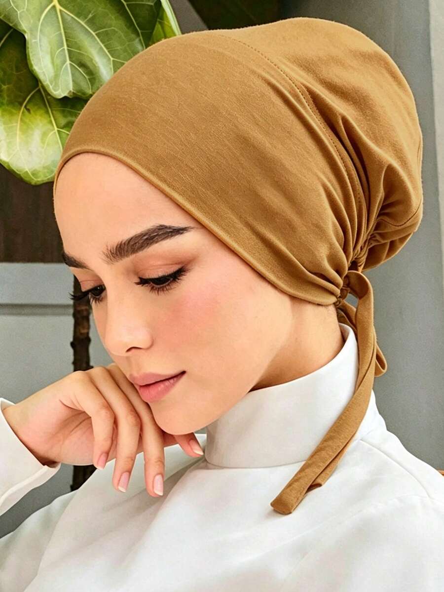 1PC Women's Fashion Solid Color Elastic Tie Headwrap Scarf Headband Hat, Suitable For Daily Wear