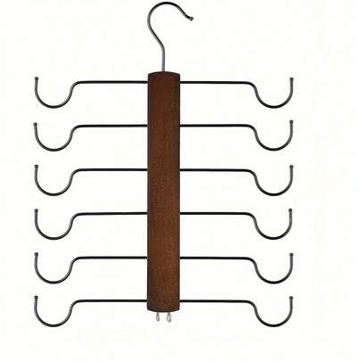 Space Saving 6-Layer Wooden Metal Hanger - Multi Layer Organizer Suitable For Vests, Bras, And Wardrobe Essentials