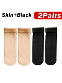 1/2/4/5 Pairs Of New Women's Winter Thickened Warm Short Socks,Ce Socks, Snowce Socks, Home Socks, Snow Socks Autumn Winter Warm Mid-Calf Socks - Multicolor - View 12