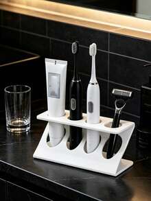 Bathroom Toothbrush Holder, Multi-Functional Drainage Rack Organizer, Bathroom And Kitchen Desktop Organizer, Tabletop Toothbrush Cup Razor Toothpaste Storage Rack, Bathroom Sink Storage, Toothbrush Holder With Slots, Bathroom Vanity Storage Rack, Can Hold Electric Toothbrush, Toothpaste And Razor, Suitable For Home Use, Storage And Organization - Multicolor - View 5