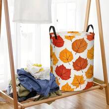 1PC Neon Game Controller Print Round Laundry Basket Large Capacity Storage Hamper With Handles For Bedroom Dorm Home Organization Collapsible Portable Lightweight Waterproof Container Clothes Organizer - Orange - View 4