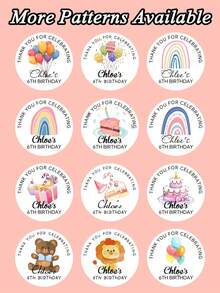 Customized Birthday Stickers, Waterproof PVC Round, Cartoon, Candy Bag Sealing, Cake Decorative, Invitation Card, Teacher Reward, Name, Removable, School Water Bottle, Back-To-School, Holographic, Gift School Supplies - Multicolor - View 1