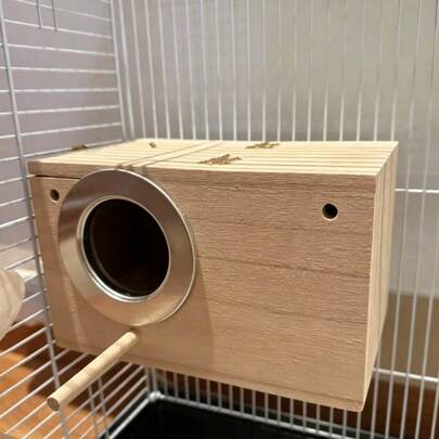 1pc Wooden Parrot Breeding Box, Hatching Nest Box, Vertical Bird Nest, Insulated Nest Box, Bird Breeding Cage, Suitable For Cockatiels And Paired Birds, Bird House Accessories, Pet Supplies, Transparent Observation Window, Suitable For Various Birds And Paired Birds