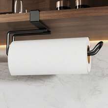 1pc Clip-On Paper Towel Holder, No Drilling Installation, Kitchen Cabinet Hanging Paper Roll Rack, Modern Metal Under-Cabinet Paper Towel Storage Rack, Suitable For Kitchen Countertop - Multicolor - View 7