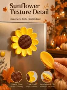 Sunflower Magnetic Bag Clips, Decorative Kitchen Clips With Strong Magnets, Snack And Food Bag Sealing Clips, Refrigerator Magnet Clips, Suitable For Notes, Photos, Shopping Bags, Kitchen Storage, Home Organization And Daily Use - Multicolor - View 6